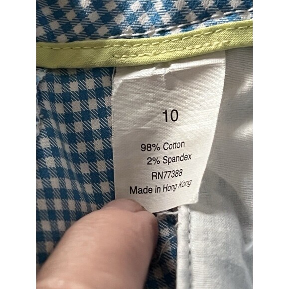 J. Crew Gingham Pants Embroidered Seahorse Women Size 10 Coastal Preppy Nautical - Picture 7 of 9